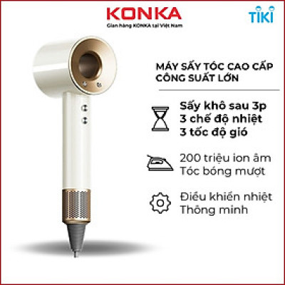 Máy sấy tóc công suất cao 1600W, máy sấy tóc ion âm, có chế độ sấy lạnh, kèm 5 đầu sấy tạo kiểu, BH 12 tháng - Hàng chính hãng