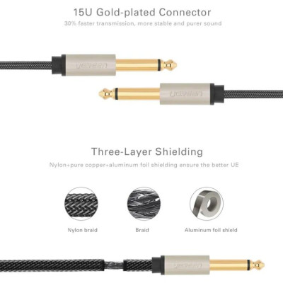 Ugreen UG40813AV128TK 5M màu Đen Cáp âm thanh 2 đầu 6.5mm dương cao cấp - HÀNG CHÍNH HÃNG