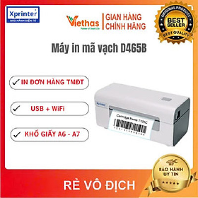 Máy in nhiệt Xprinter XP-D465B USB + WiFi chuyên in đơn hàng TMĐT, tem nhãn mã vạch từ điện thoại và máy tính - Hàng chính hãng