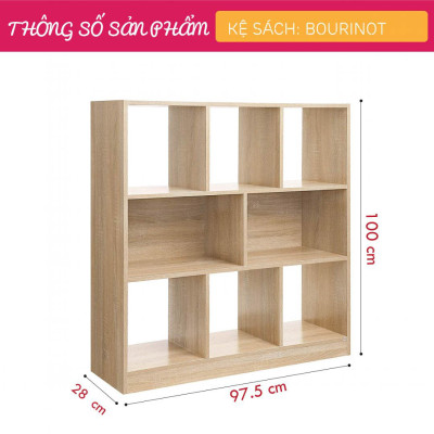 Kệ sách gỗ MDF kiểu nhỏ gọn tiện dụng SMLIFE Bourinot