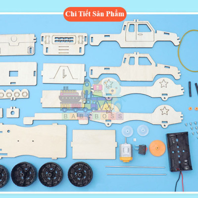 [Kèm Pin] Bộ Đồ Chơi Khoa Học Tự Làm Xe Địa Hình, Bộ Đồ Chơi Lắp Ghép STEM Mô Hình Xe Địa Hình , Bộ Đồ Chơi Gỗ Cao Cấp Khoa Học Tự Làm DIY Wood Steam