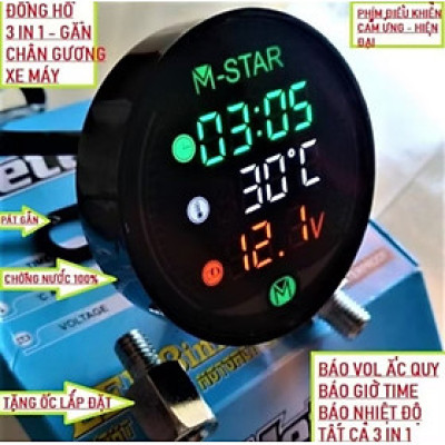 ĐỒNG HỒ BÁO VON BÁO NHIỆT ĐỘ BÁO GIỜ LẮP XE MÁY CỰC ĐẸP