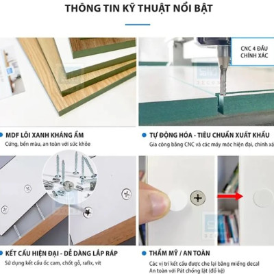 Kệ Để Sách Treo Tường Màu Trắng, Đen Hiện Đại Tundo CTKT417 KT 150x70x22cm