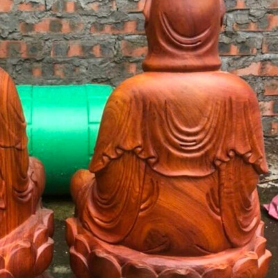 Tượng phật bà quán thế âm bồ tát bằng gỗ hương đá sơn pu giả cổ kt cao 50×25×25cm  