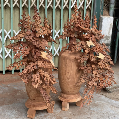 1 bình hoa mai lan dáng huyền phong thủy cầu tài lộc bằng gỗ hương kt 98×55×50cm 