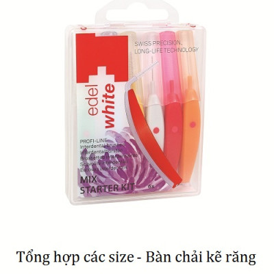 Bàn chải kẽ răng edelwhite tổng hợp size - Bộ 6 chiếc dòng cao cấp