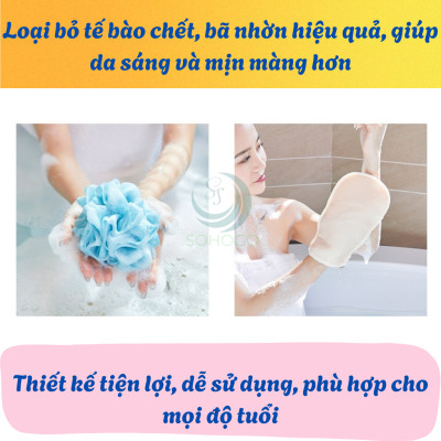 Bộ Găng Tẩy Da Chết + Dây Kỳ Lưng + Bông Tắm Bộ Chăm Sóc Da Body Chuyên Sâu  Combo Tắm Sạch - Da Mịn 3 Trong 1