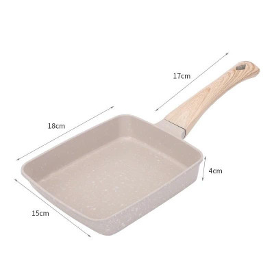 Chảo chữ nhật chống dính cán gỗ 18cm - chảo chiên trứng cuộn phong cách Hàn Quốc