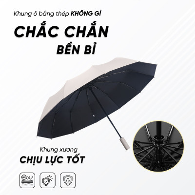Ô Chống Nắng Che Mưa Cản UV Tự Động Đóng Mở Khung 12 Xương - Dù Đi Mưa 