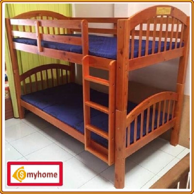 Giường 2 tầng Tundo màu vàng cầu thang treo 