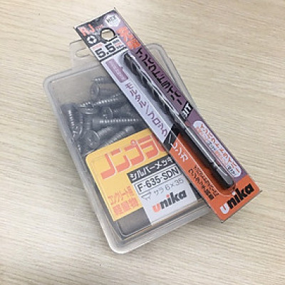 Combo Vít bê tông 6mm đầu bằng F635 & Mũi khoan tường 5.5mm đuôi lục giác Unika (không cần tắc kê nhựa)