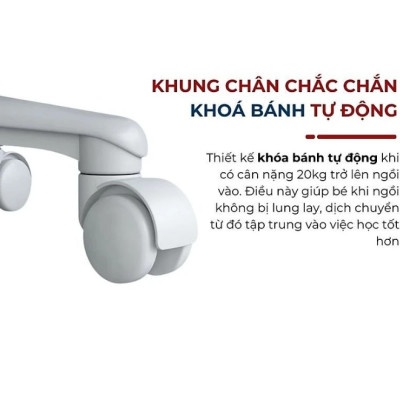 Ghế học sinh chống gù đa năng Tundo nâng hạ chiều cao tay gạt CT G104 có khóa bánh trọng lực, xoay 360 độ