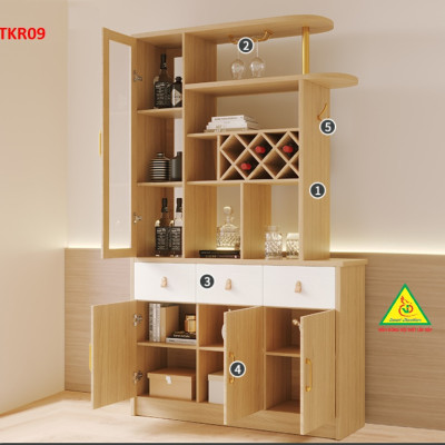 Vách ngăn kiêm tủ rượu trang trí phòng khách 3TKR09