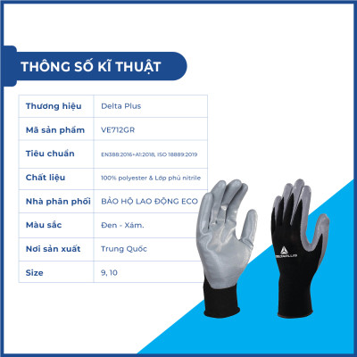 Găng tay đa dụng chống trơn, chống cắt Deltaplus VE712GR