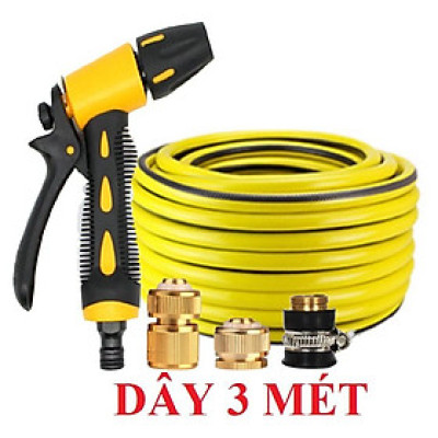 Vòi Xịt Rửa Xe️ Bộ dây vòi xịt nước rửa xe, tưới cây , tăng áp 3 lần, loại 3m, 5m 206319U,cút đồng, d.vàng