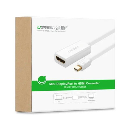 Ugreen UG10460MD112TK 18CM màu Trắng Cáp chuyển đổi Mini DP sang HDMI hỗ trợ phân giải 1920x1080 - HÀNG CHÍNH HÃNG