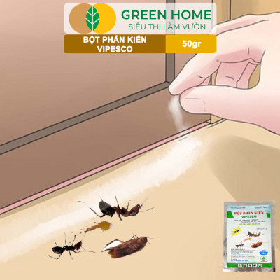 Bột Phấn Kiến Vipesco, GreenHome, Gói 50gr, Hiệu Quả Cao, Dễ Sử Dụng, Diệt Trừ Kiến, Gián