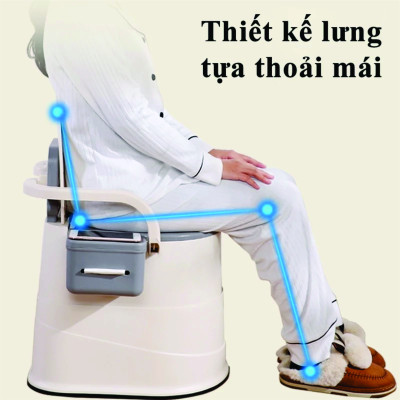 Nhà vệ sinh di động cho người già mang thai bệnh nhân đa năng 2 chức năng Chất liệu nhựa ABS chất lượng cao với tay vịn