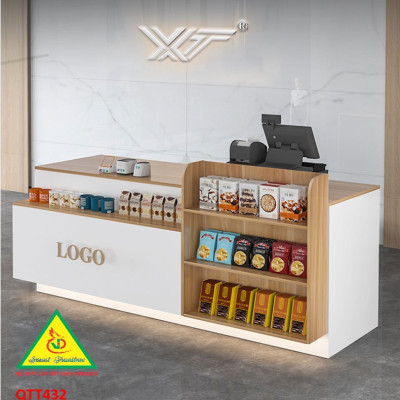 Quầy tính tiền, Bàn thu ngân cho cửa hàng tiện lợi, siêu thị mini QTT432 - NỘI THẤT LẮP RÁP VIENDONGADV