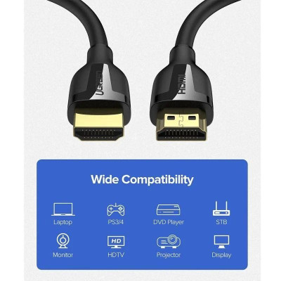 Ugreen UG60438ED030TK 1M 4K 60Hz 2.0 18Gbps màu đen Cáp HDMI độ phân giải Cao - HÀNG CHÍNH HÃNG