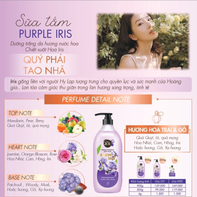 Sữa Tắm Nước Hoa Sáng Da Coco Joy Purple Iris 900g
