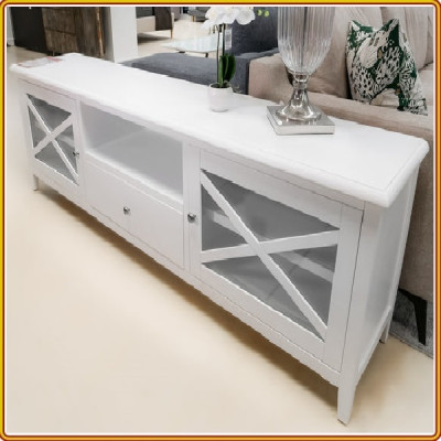 Kệ tivi cánh kính Tundo màu trắng 210 x 42 x 60 cm