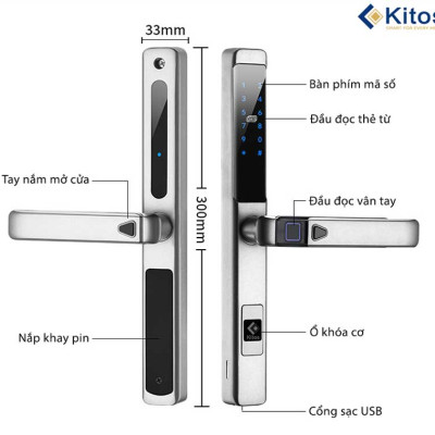 Khóa thông minh cửa nhôm Kitos KT-AL650 Plus