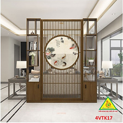 Vách ngăn phòng khách, vách ngăn tủ kệ bằng gỗ 4VTK17- Nội thất lắp ráp Viendong adv