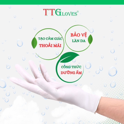 Găng Tay Y Tế Size XS Không Bột Nitrile TTGLOVES Màu Trắng (100 Chiếc/hộp)