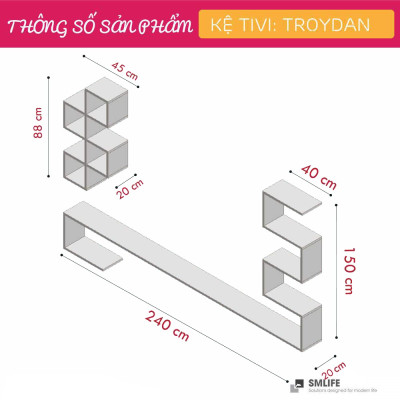 Kệ tivi gỗ hiện đại SMLIFE Troydan