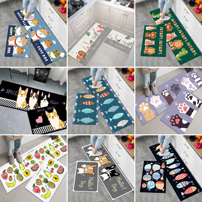 Bộ 2  Thảm Chùi Chân Nhà Bếp Hoa Văn 3D  Chống Trơn Trượt , Thấm Hút Nước Cực Tốt