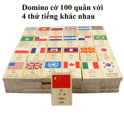 Đồ Chơi Trí Tuệ Cho Bé, Đồ Chơi Gỗ, Bộ Domino 100 Lá Cờ Của Các Quốc Gia Trên Thế Giới