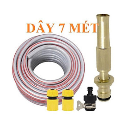 Vòi Xịt Rửa Xe️ Bộ dây vòi xịt nước rửa xe, tưới cây loại 7m, 10m 206587 cút sập+ móc khoá
