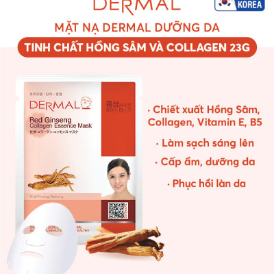 [ Tặng thêm 2 miếng ] Combo 10 Mặt nạ dưỡng da tinh chất hồng sâm Dermal