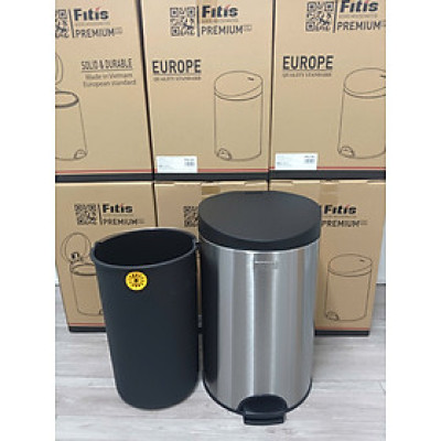 Thùng rác inox FITIS đạp tròn nhỏ RPS1-901 - inox - 12L