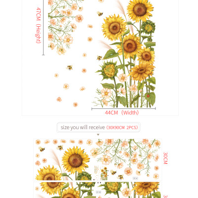 Sticker Giấy Dán Tường Decal Dán tường Tranh Dán Tường Trang Trí Tường Mẫu Cánh Đồng Hoa Mặt Trời ZDB-2103