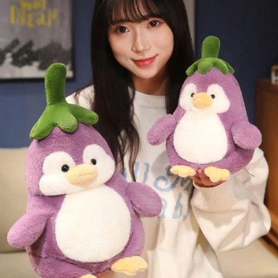 Thú nhồi bông chim cánh cụt cà tím đáng yêu - Size 25cm đến 70cm - Quà tặng gấu bông êm mịn cho bé.