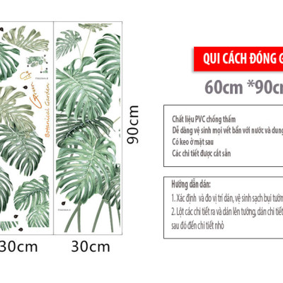 Sticker Giấy Dán Tường Decal Dán tường Mẫu Hoa Lá Cực Xinh ZH031