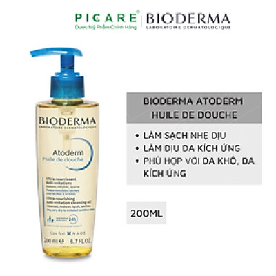 Dầu tắm giúp làm sạch, làm dịu và dưỡng ẩm dành cho da khô, da nhạy cảm Atoderm Huile De Douche 200ml