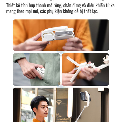 Cây quay video chống rung, chụp hình selfie 4 trong 1, tay cầm 1 trục ổn định Isteady Q có gimbal tracking AI 360, hàng chính hãng