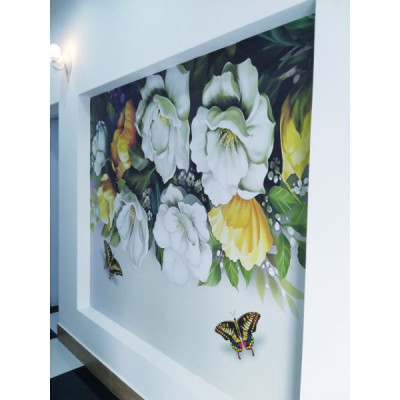 Tranh dán tường giàn hoa có sẵn keo Binbin H116