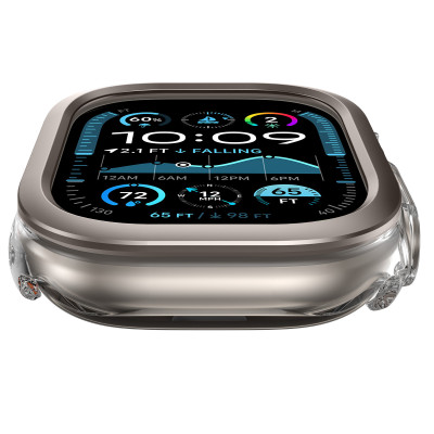 Ốp Case PC Trong Suốt Viền Màu cho Apple Watch Ultra 1/2 49mm - Hàng Chính Hãng