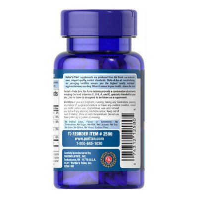 Kẽm hỗ trợ trị mụn, làm đẹp da mụn Puritan