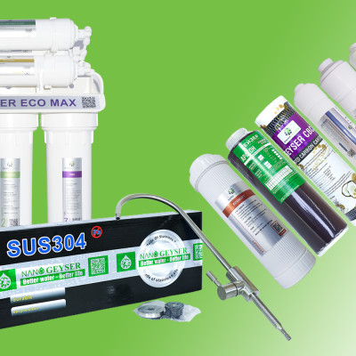 Máy lọc nước Nano Geyser ECO MAX 7 cấp công nghệ lọc kép Nano + UF - Hàng Chính Hãng
