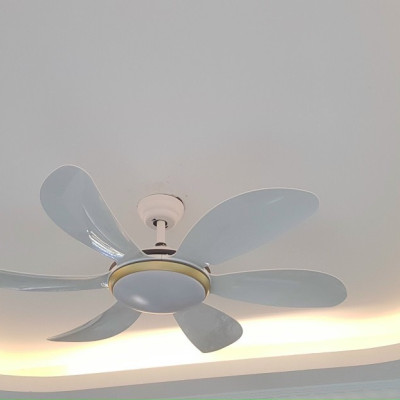 Quạt trần đèn trang trí cánh cong,điều khiển cầm tay từ xa 6 chế độ mát có đảo chiều hút ẩm mùa đông