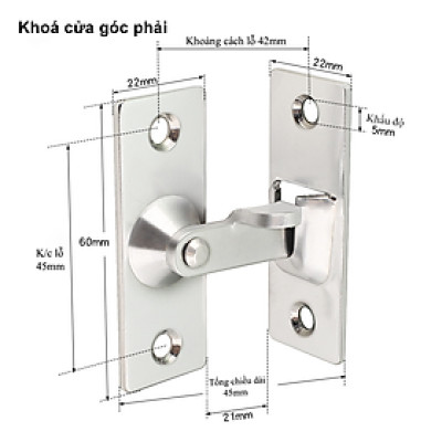 Chốt Khoá Cài Cửa KUNBE Lắp Góc Vuông 90 Độ Bằng Inox Dày Dặn An Toàn