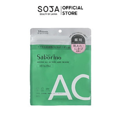 Mặt Nạ Tinh Chất Rau Má Saborino Làm Dịu Da Và Dưỡng Ẩm Chuyên Sâu cho da mụn Medical Facial Sheet Mask Acne 10 Miếng
