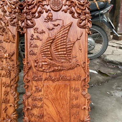 Đốc lịch treo từng bằng gỗ hương đá kt cao 37×77×3cm