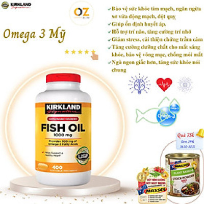 Omega 3 Mỹ Kirkland Signature Fish Oil 1000mg Hỗ trợ sức khỏe não bộ, hệ thần kinh, Tim mạch, Khớp, Bổ mắt, Làm đẹp da - OZ Slim Store