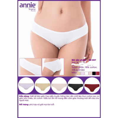 Mã QE 837. Quần lót nhãn hiệu annie, thiết kế  basic chất liệu cotton 100%.